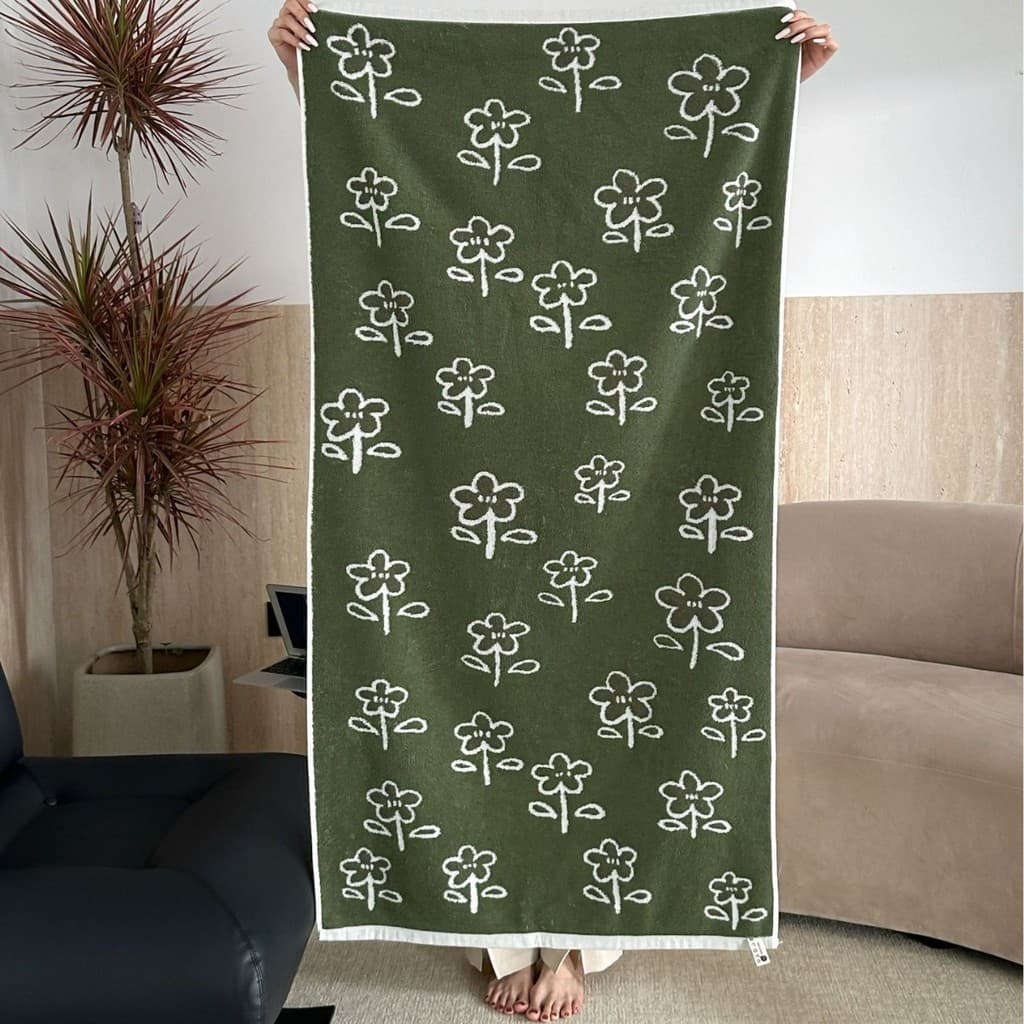 JoyMart Toalha de algodão de pelúcia com padrão de flor Toalha de banho Toalha de algodão Toalha de rosto infantil Toalh
