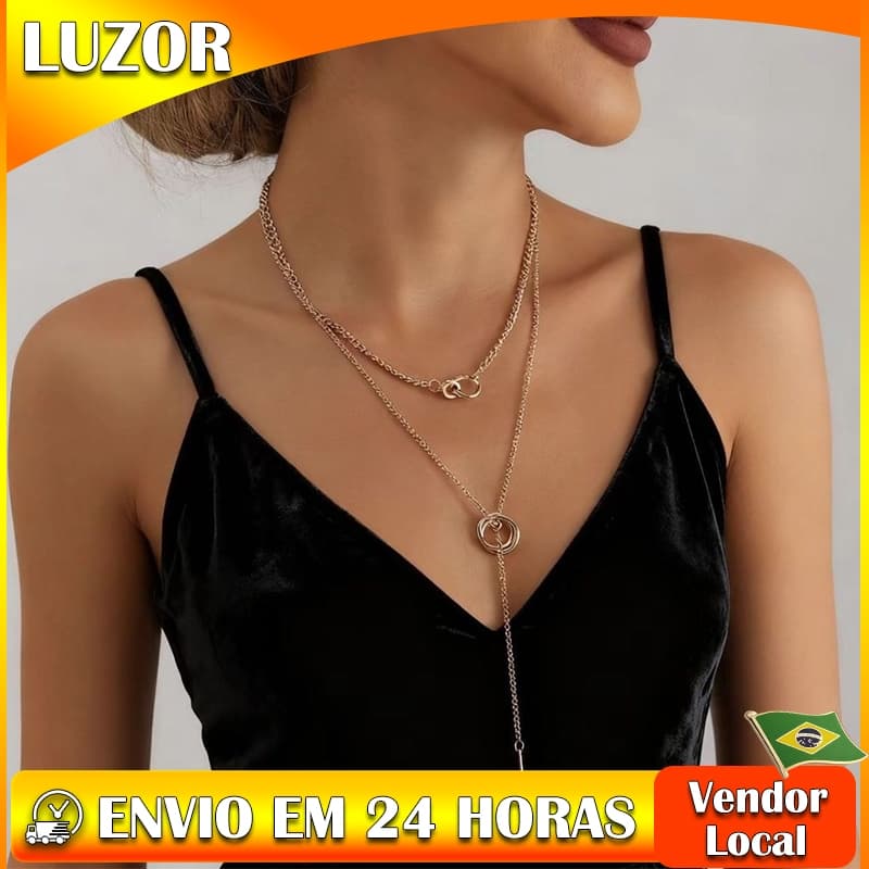 Círculo duplo clavícula corrente borla longo vara pingente colar camisola corrente Design colar