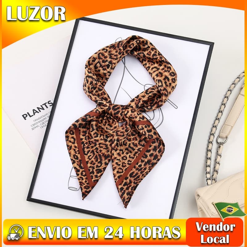 Leopardo impressão Zebra impressão 70CM imitação lenço de seda elegante All-Match Polka Dot marrom série lenço quadrado