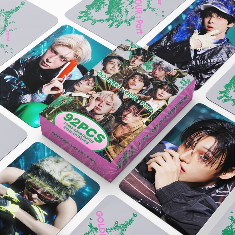 92 Pçs/Caixa ATEEZ Photocards GOLDEN HOUR Parte . 5 KPOP LOMO Cartões