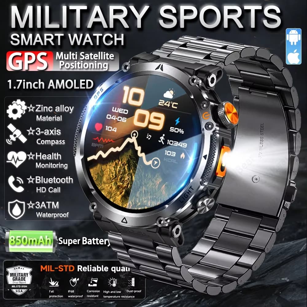 2026New T-Rex 3 ULtra SmartWatch De Nível Militar 850mAh Bateria 3ATM À Prova Dwaterproof Água Chamada GPS AMOLED HD 100