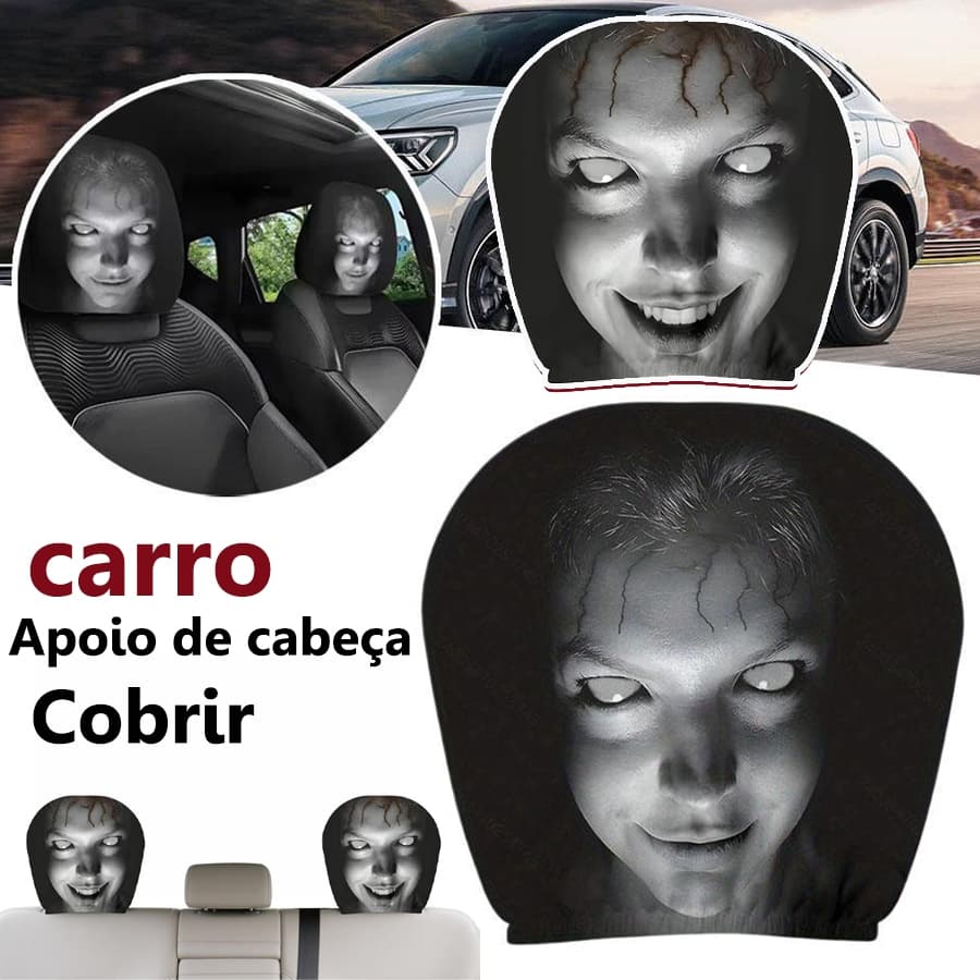 Capas Para Encosto De Cabeça De Carro , Universal , Elástico , Tema De Terror , Design De Caveira , Engraçado