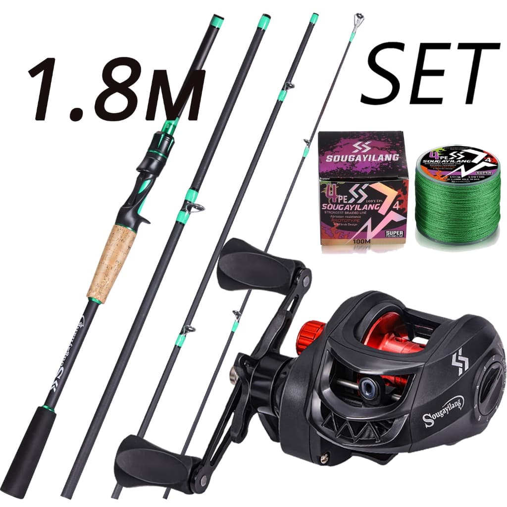 Sougayilang 1.8m Vara De Pesca De Carbono Carretel Linha Conjunto Completo Relação Engrenagem 7.2 : 1 Material Combos Ma