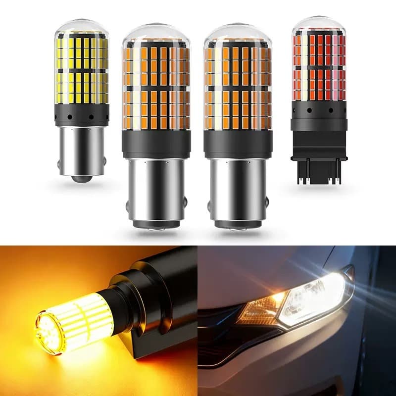 Por 1 Leve 12 Pcs Canbus Sem Erros LED Lâmpadas De Carro 144SMD 3014 Chips 1156 BA15S BAU15S 1157 7440 7443 Luz De Sinal