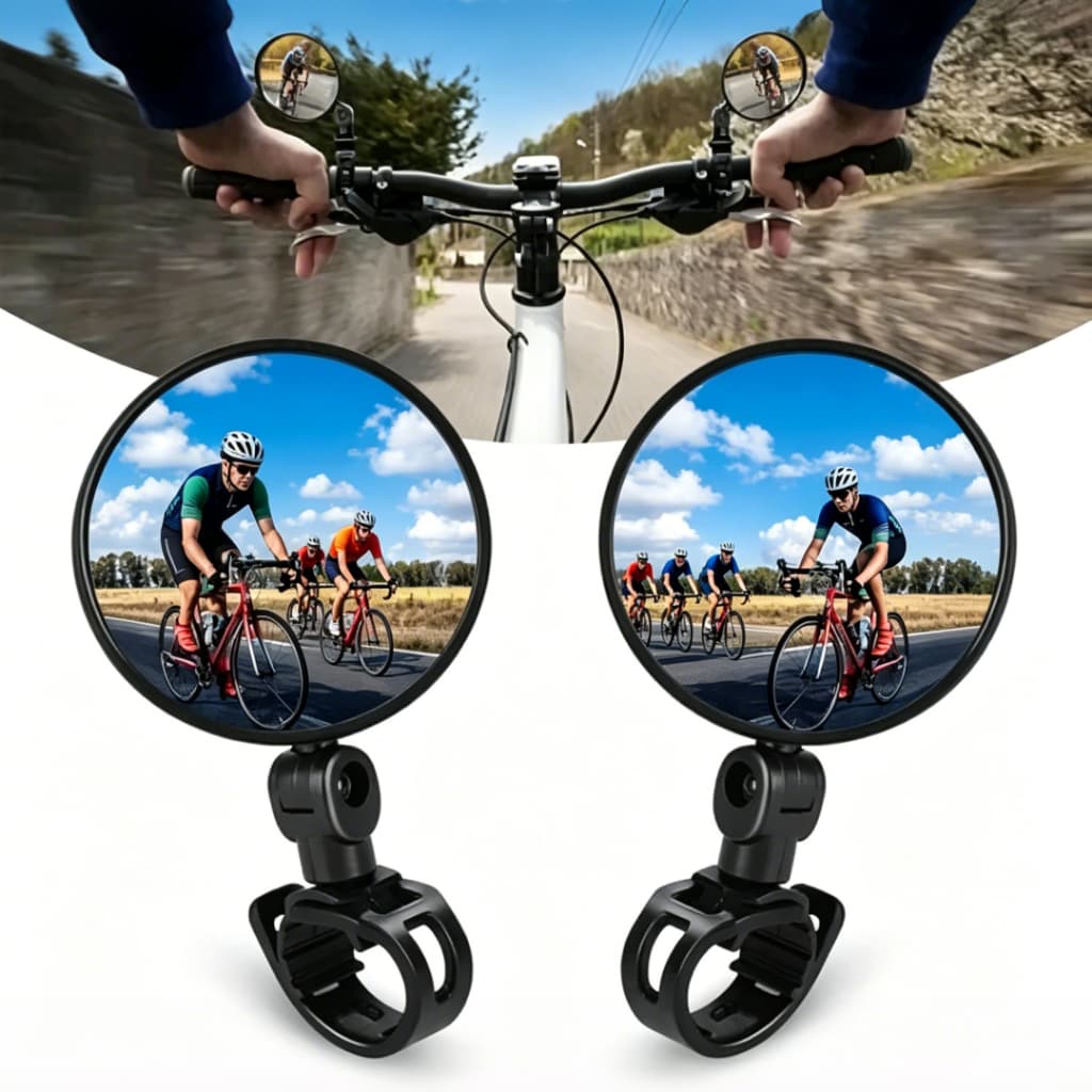 2 Espelhos Retrovisores de Guidão Acessórios de Bicicleta Grande Angular Rotação de 360 ​​Graus Seguro e Confiável