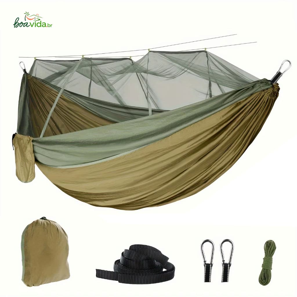 Rede para Casal com Capacidade Máxima de 300kg - Nylon 210T - Ideal para Lazer, Camping e Aventura na Selva