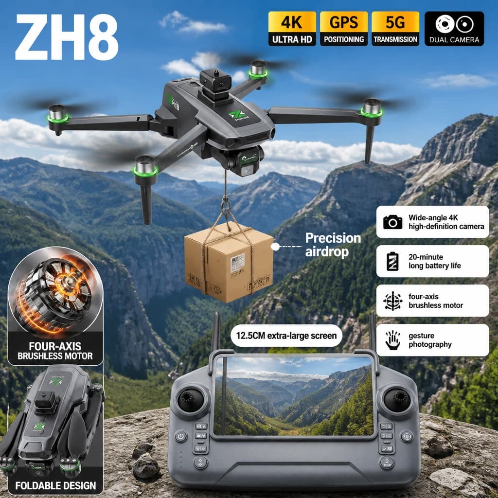 ZH8 Mini Drone 5G 8K GPS Profissional HD Fotografia Aérea Controle Remoto Com Tela Distância Quadcopter Presentes Para C