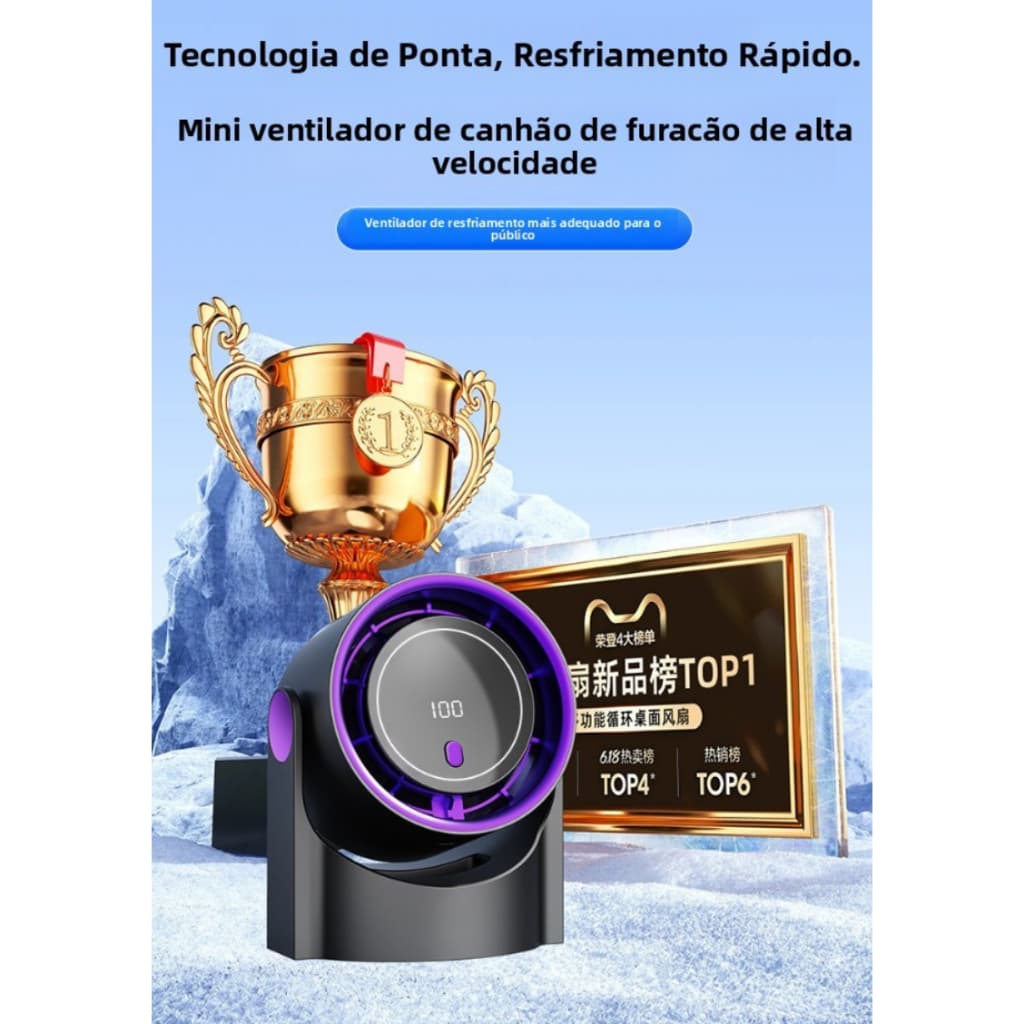 Novo ventilador circulador multifuncional de mesa USB recarregável, para escritório casa e dormitório