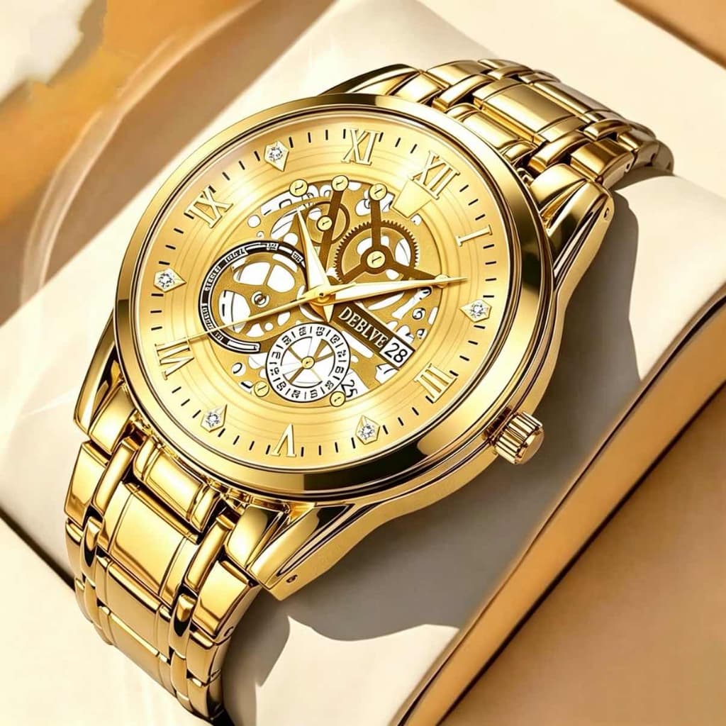 [COD] Calendário Automático Movimento De Quartzo Relógio Moda Oco Imitação Mecânico Agulha Masculino Original Luxo À Pro