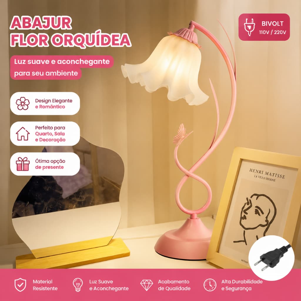 Flor lâmpada de mesa quarto lâmpada cabeceira orquídea lâmpada criativa decorativa romântica noite decoração Des