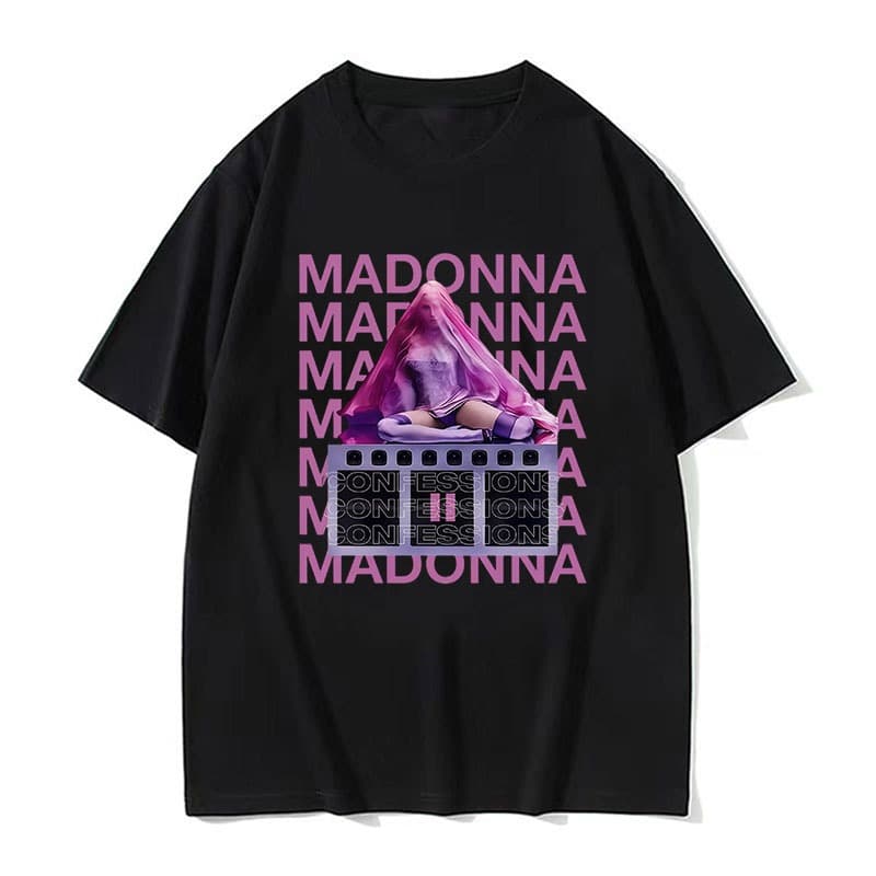 Madonna CONFESSIONS II Camisas Impressas 2026 Suporte Camiseta De Algodão Verão Masculino Feminino Casual Streetwear Est