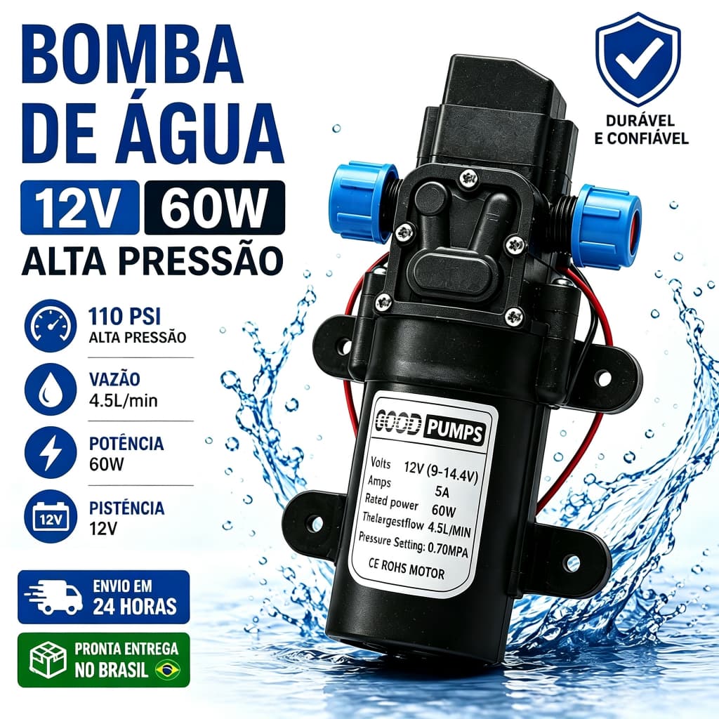 Bomba de Água 60w 110psi 12v Muito Forte Vazão 4.5L/m Pressão,maje
