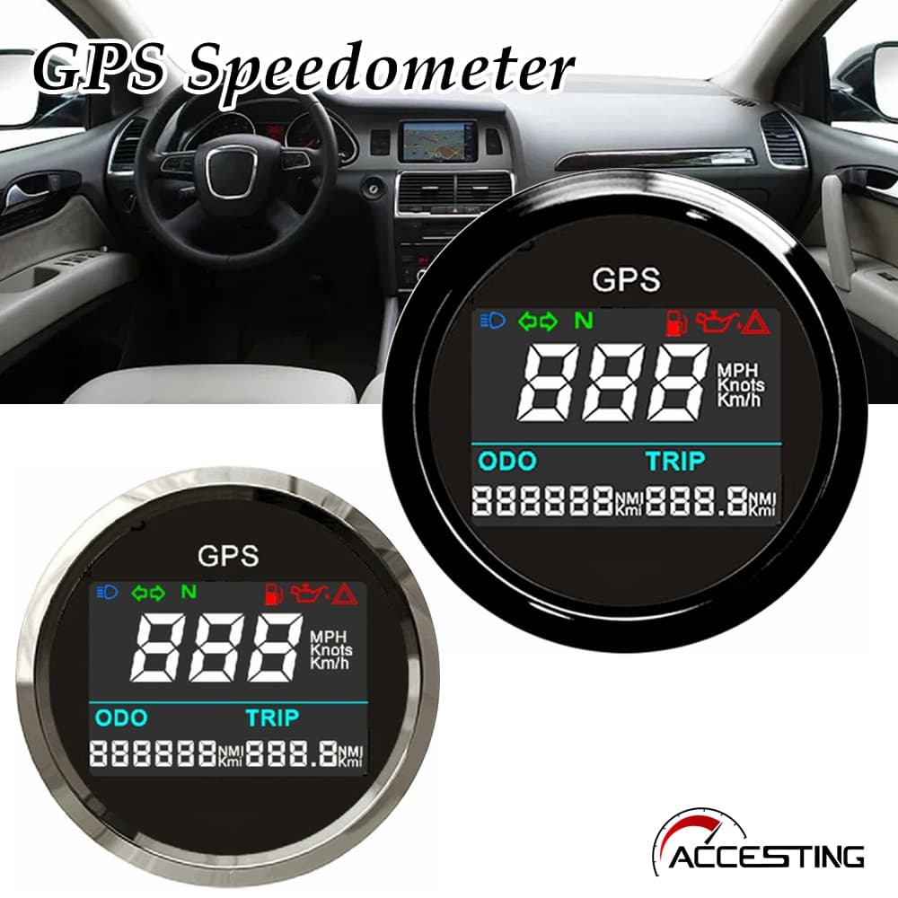 Velocímetro GPS , Medidor De Tacômetro Digital Ajustável À Prova D'água De 52 mm Para Carro , Barco , Motocicleta , Cami