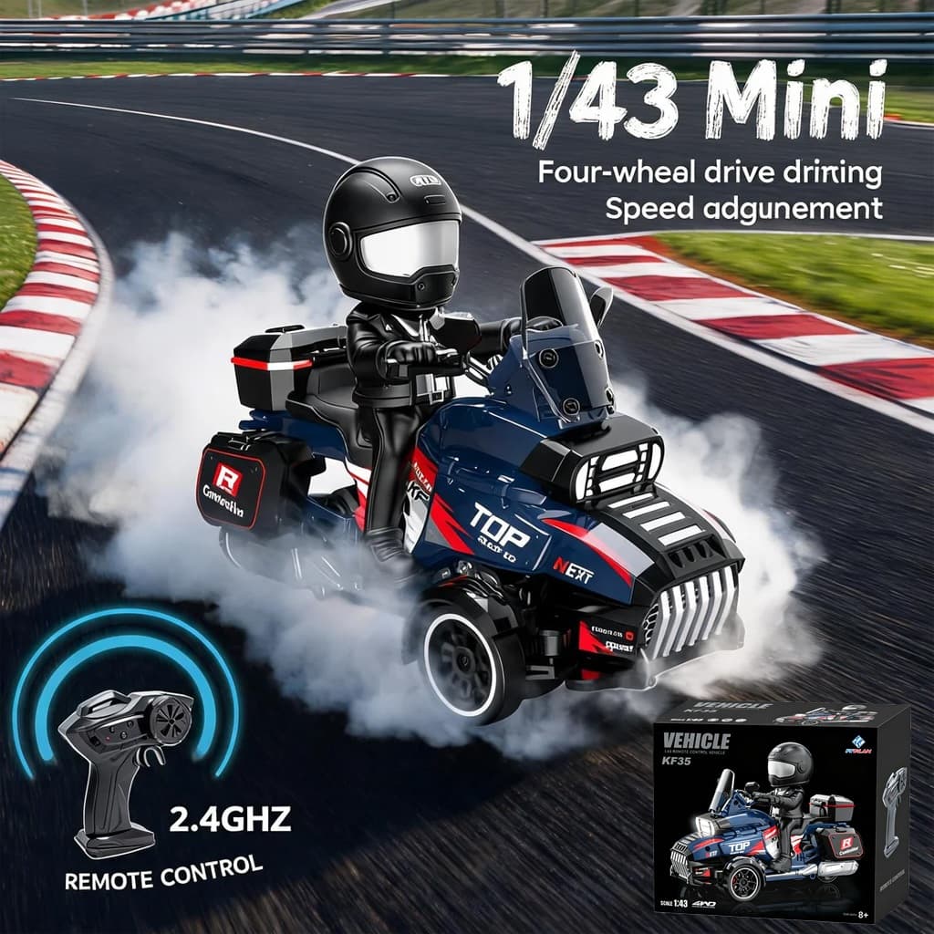 2026 Novo 1 : 43 Mini Carro Rc KF35 Drift 4WD De Corrida De Alta Velocidade Campeão De Motocicleta 2.4G Inovação Remoto