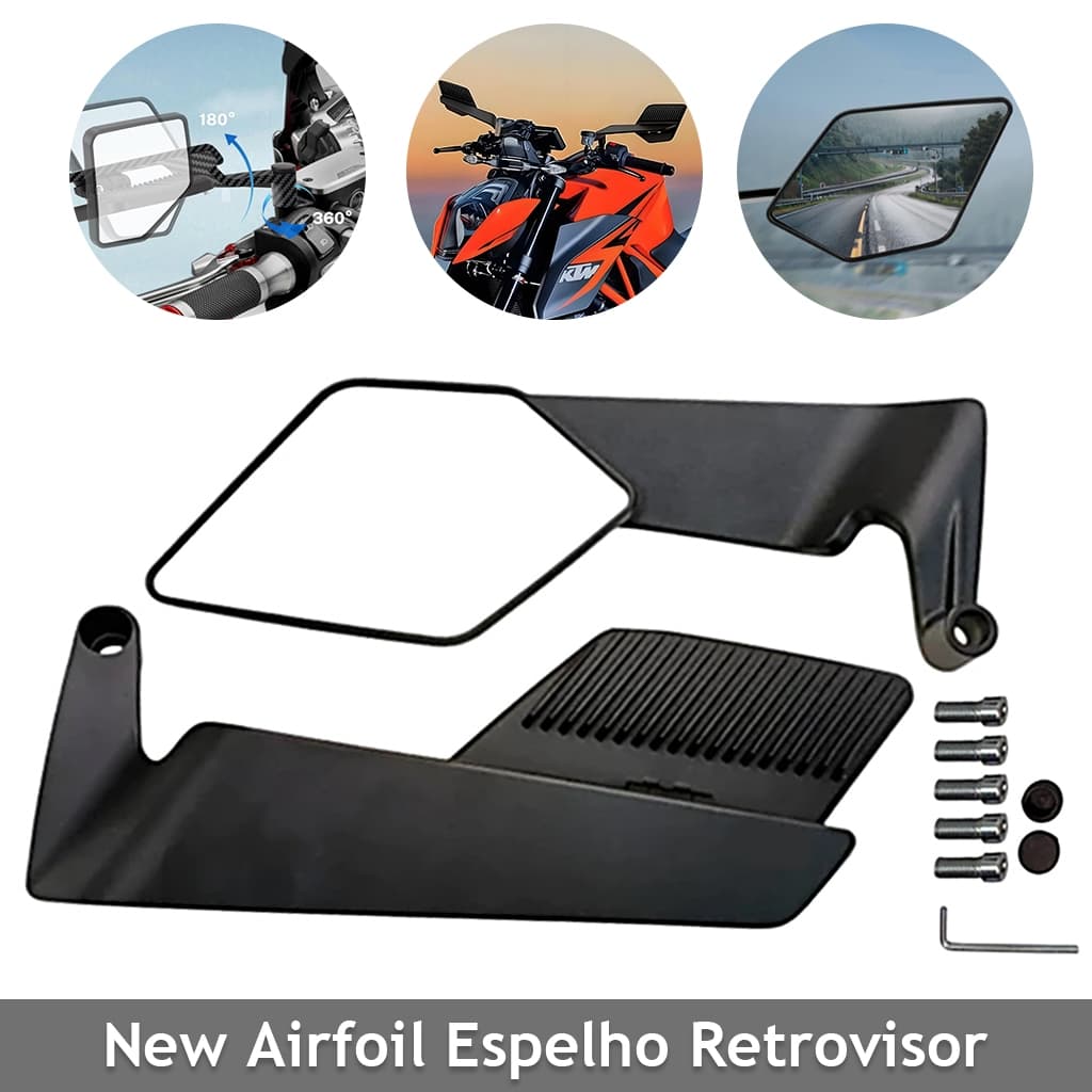 Espelho Retrovisor New Airfoil Asa Universal Espelho De Liga De Alumínio Para Motocicleta Ajustável