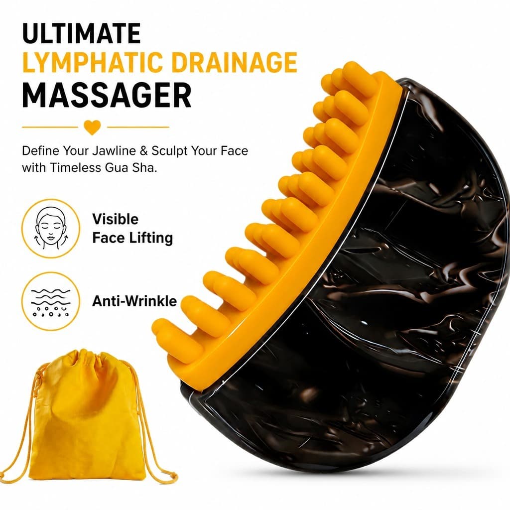 Massageador De Drenagem Linfática Para Rosto E Corpo , Silicone Macio , Ferramenta De Massagem Facial Pescoço Com Bolsa