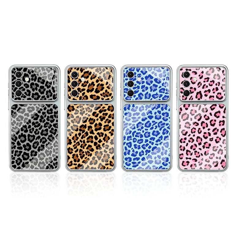 Capa De Telefone Fosca Colorida Brilhante Com Estampa De Leopardo Samsung S23 S24 S25 S26 FE Caixa Anti Amarela Proteção