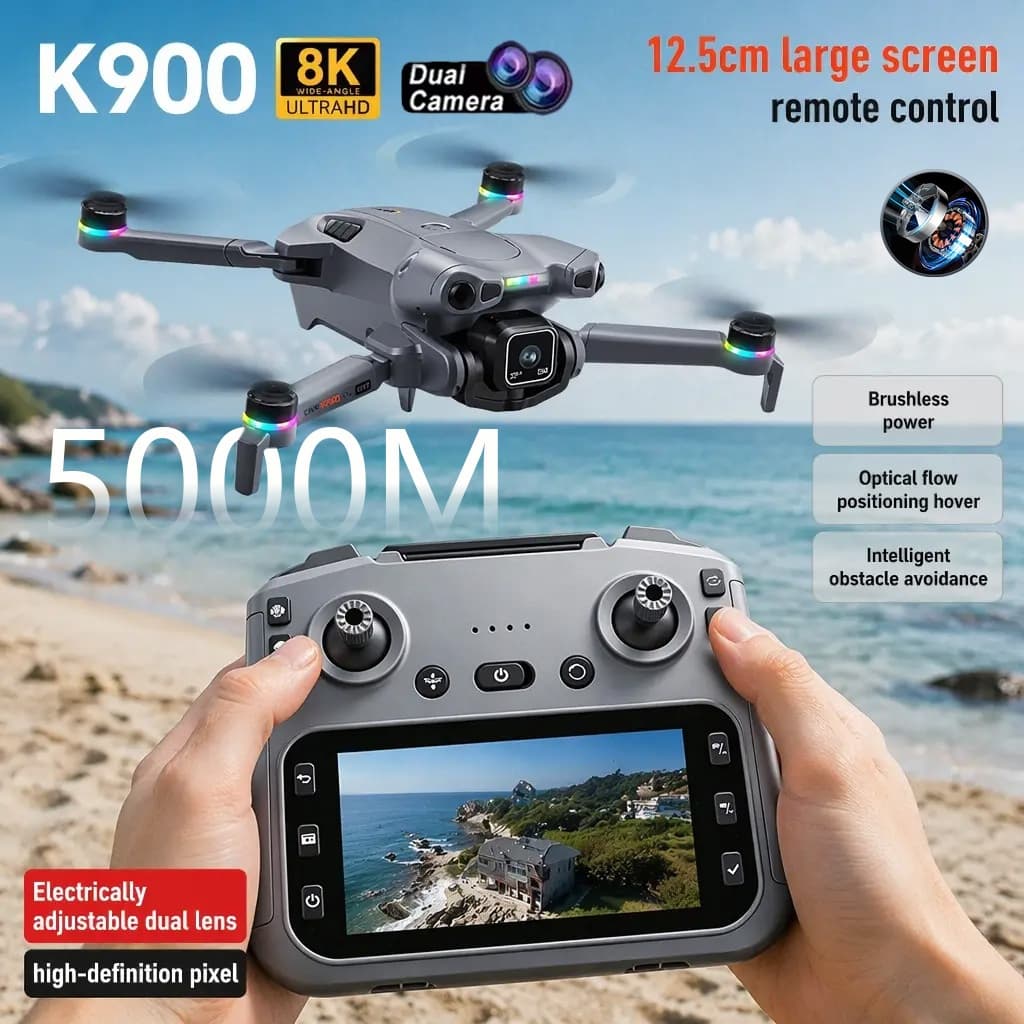 Novo K900 MAX GPS Drone Profissional Câmera Dupla 8K Tela De Controle Remoto UAV Sem Escova Obstáculo Quadcopter Avião P