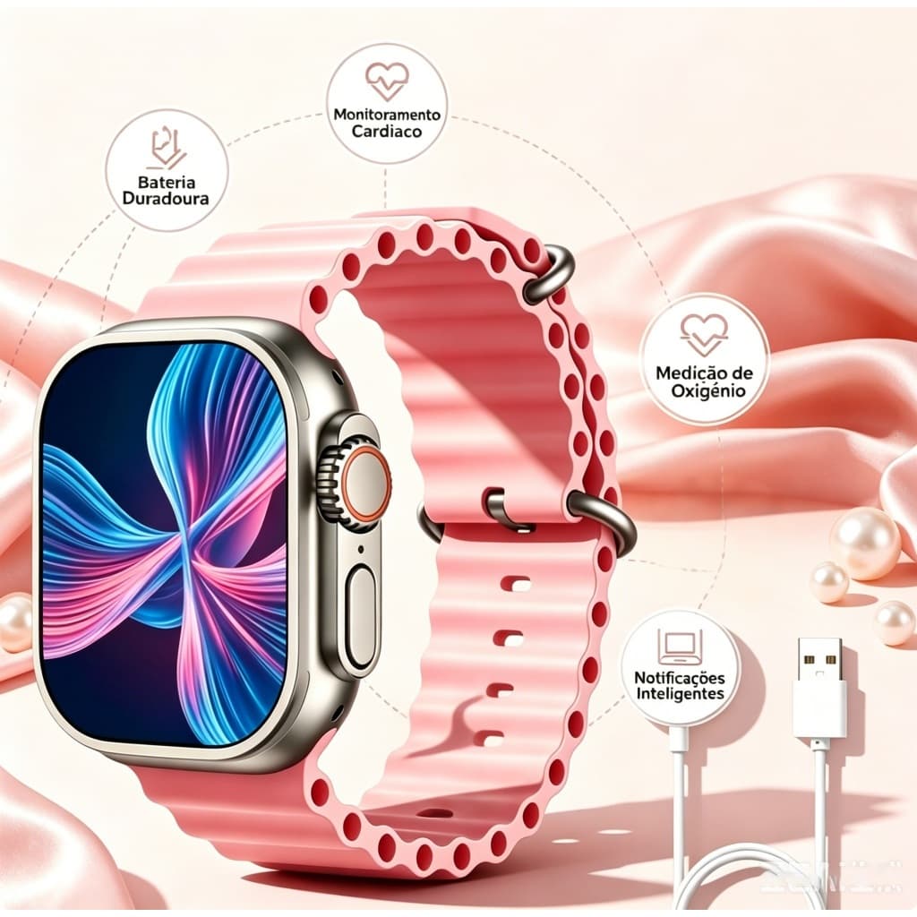 Smartwatch Com Carregamento Sem Fio , Monitor De Frequência Cardíaca E Chamadas Bluetooth-Em Estoque São Paulo , Brasil
