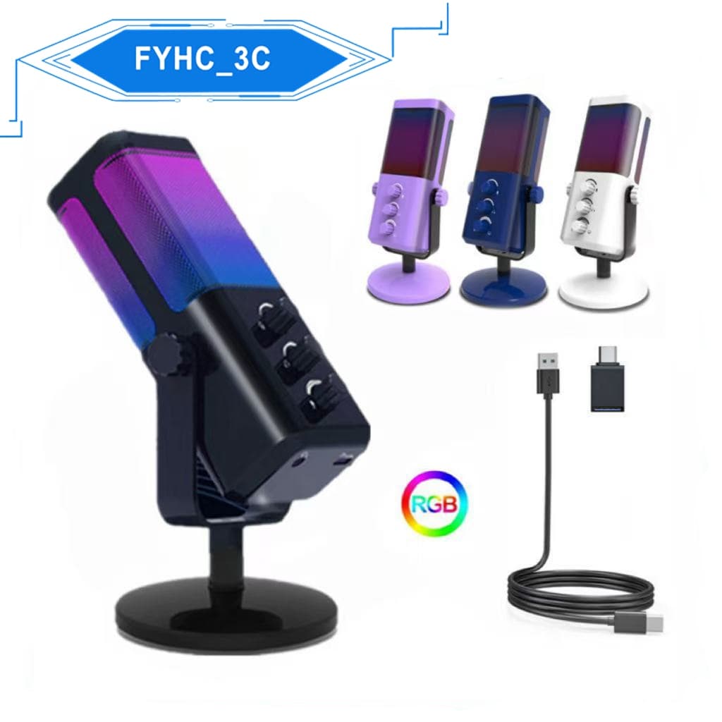 M7 RGB USB Mic Microfone Condensador Com Cancelamento De Ruído Para PC PS4/5 Gravação De Telefone Jogos Ao Vivo