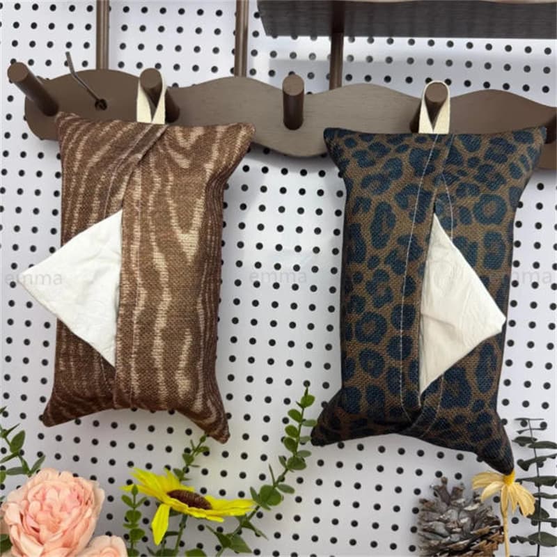 Criativo Leopardo Impressão Tecido Suporte De Decoração Para Casa Sala Estar Quarto Desktop Armazenamento Pendurado Saco