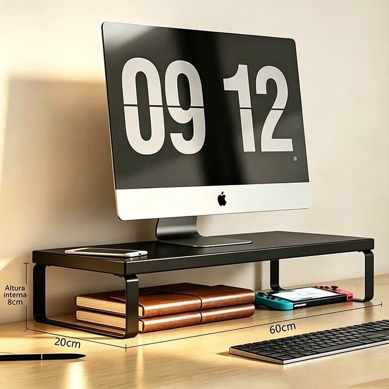 Suporte Elevado para Monitor e Notebook, Organizador de Mesa para PC e Escritório