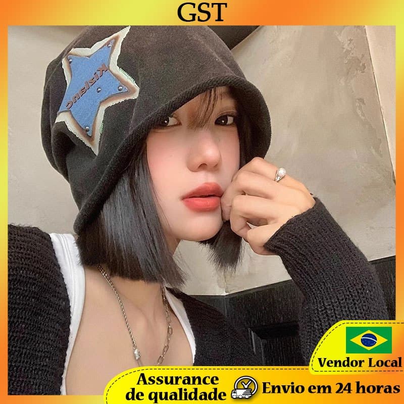Estrela impressa pilha chapéu outono inverno quente feminino verão Casual estilo fino Baotou chapéu mostrando rosto pequ