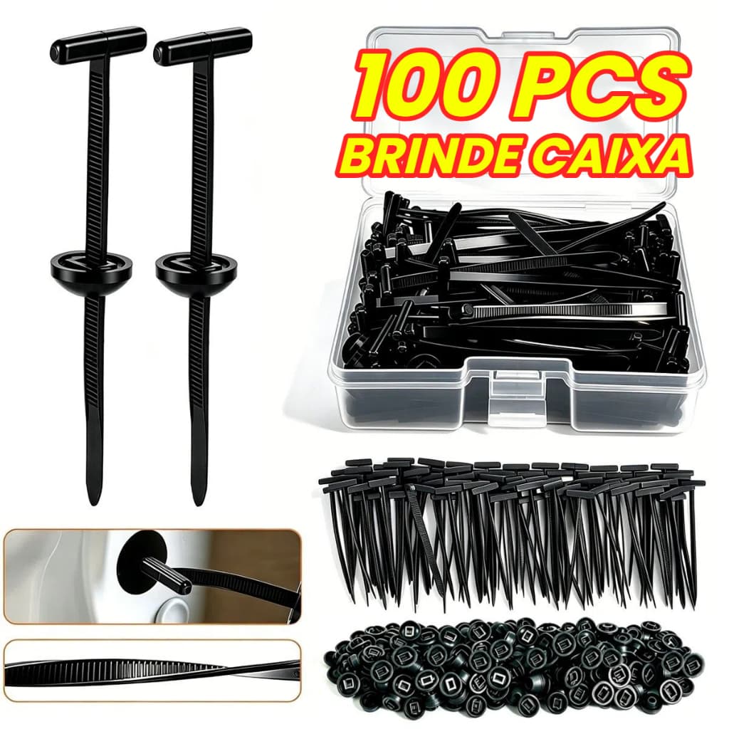 100 Unidades Abraçadeira Nylon 6 Fivela Cinta Plástica Tipo T Universal Travamento Automático Car Envio Local