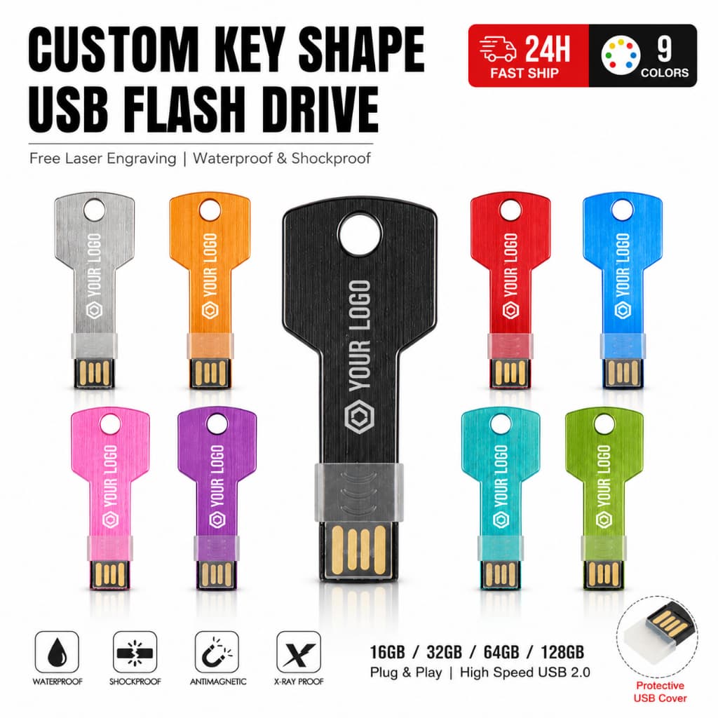 JASTER Logotipo Personalizado Forma De Chave USB 2.0 Flash Drive Metal De Alta Velocidade Pen Fotografia De Casamento Pr