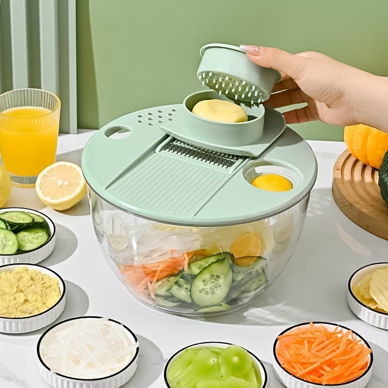 Girador De Salada De 5 Litros , Secador Manual De Vegetais Com Mecanismo De Travamento , Lâmina De Corte De Frutas , Mul