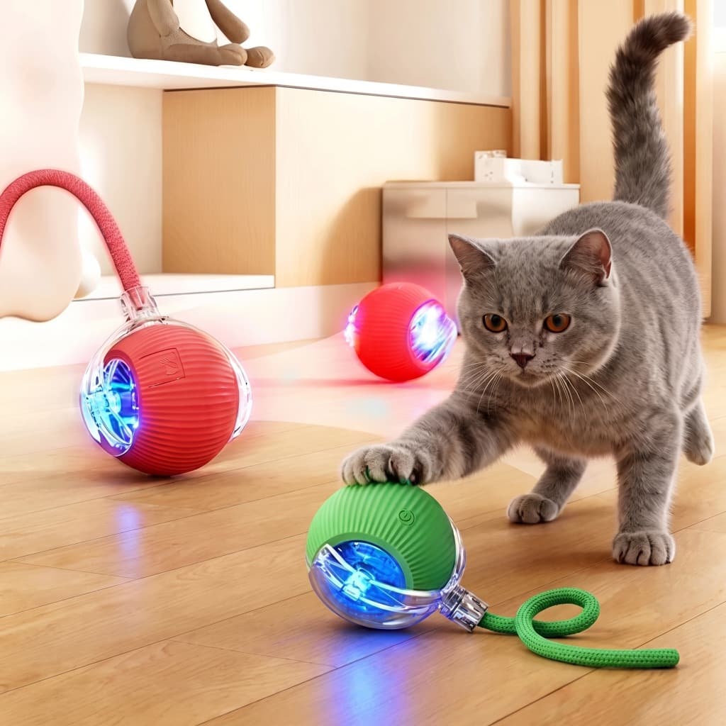 Bola Brinquedos Rolamento Automático Recarregável Inteligente Gato Interativo