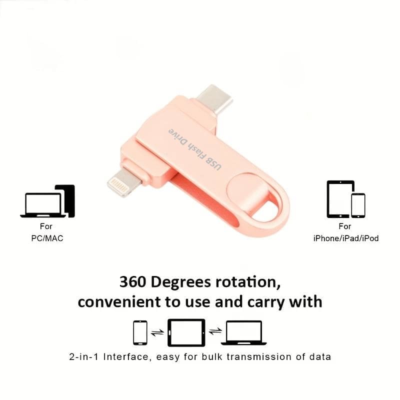 Unidade Flash USB De Alta Velocidade De Dupla , Bastão De Memória OTG (128 Gb-2 Tb) Para iPhone E Android Tipo C/PC , Ar