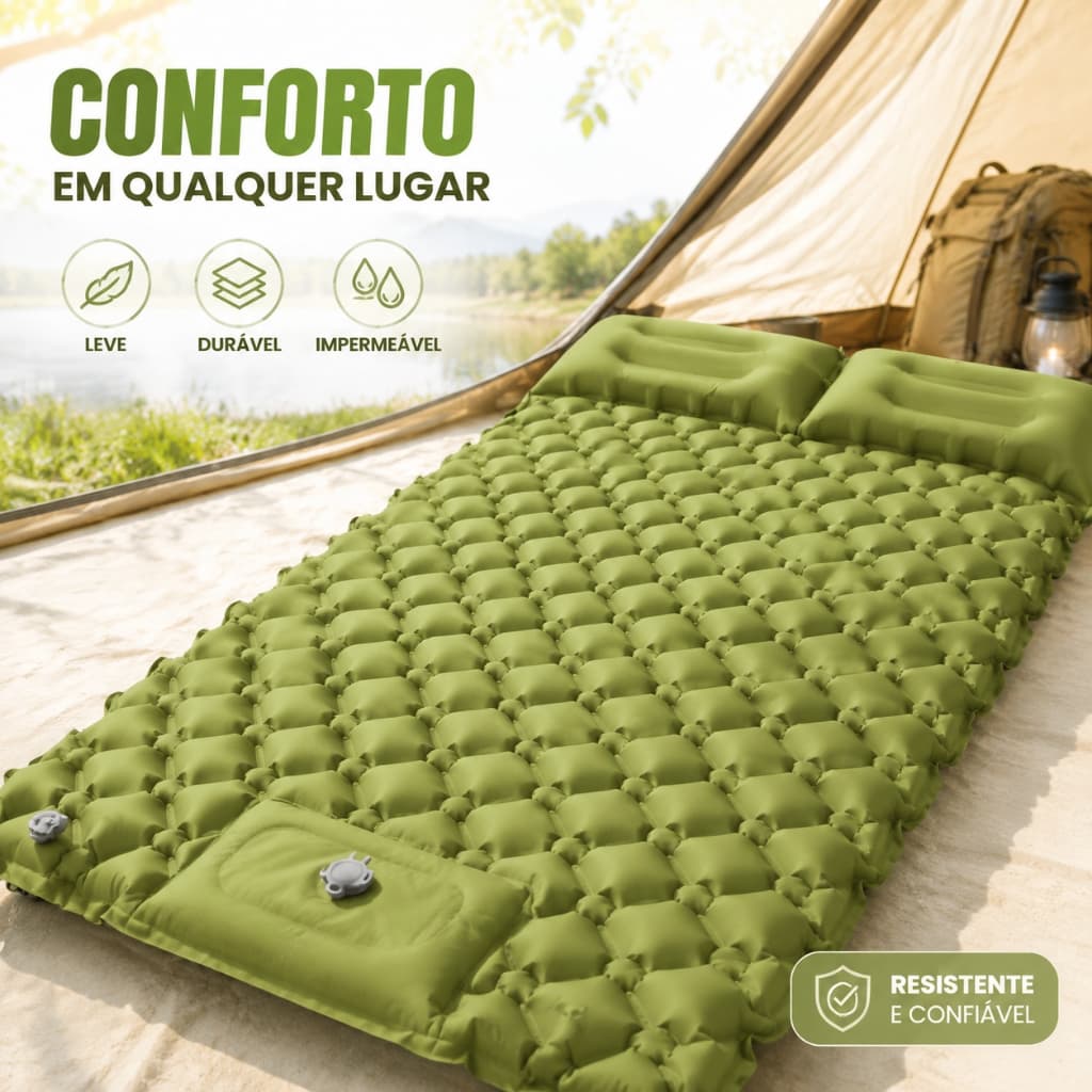 ColchãO InfláVel Casal Resistente AutomáTico Multiuso Camping 190 *120*5 Cm