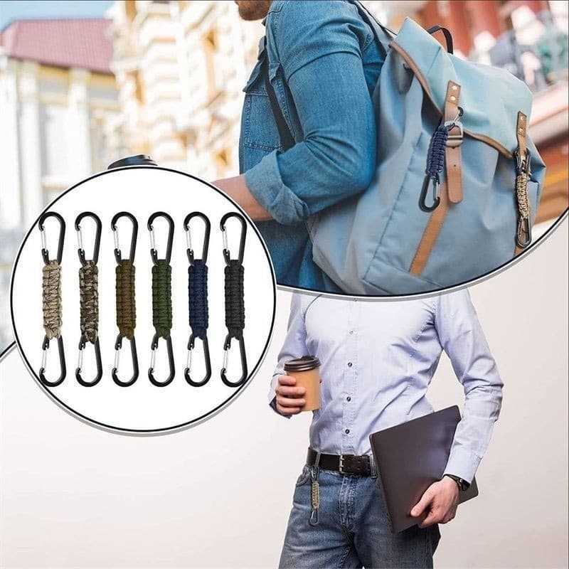 Gancho duplo/chaveiro/fivela de bolsa/tecido à mão/fivela em forma de D de mosquetão