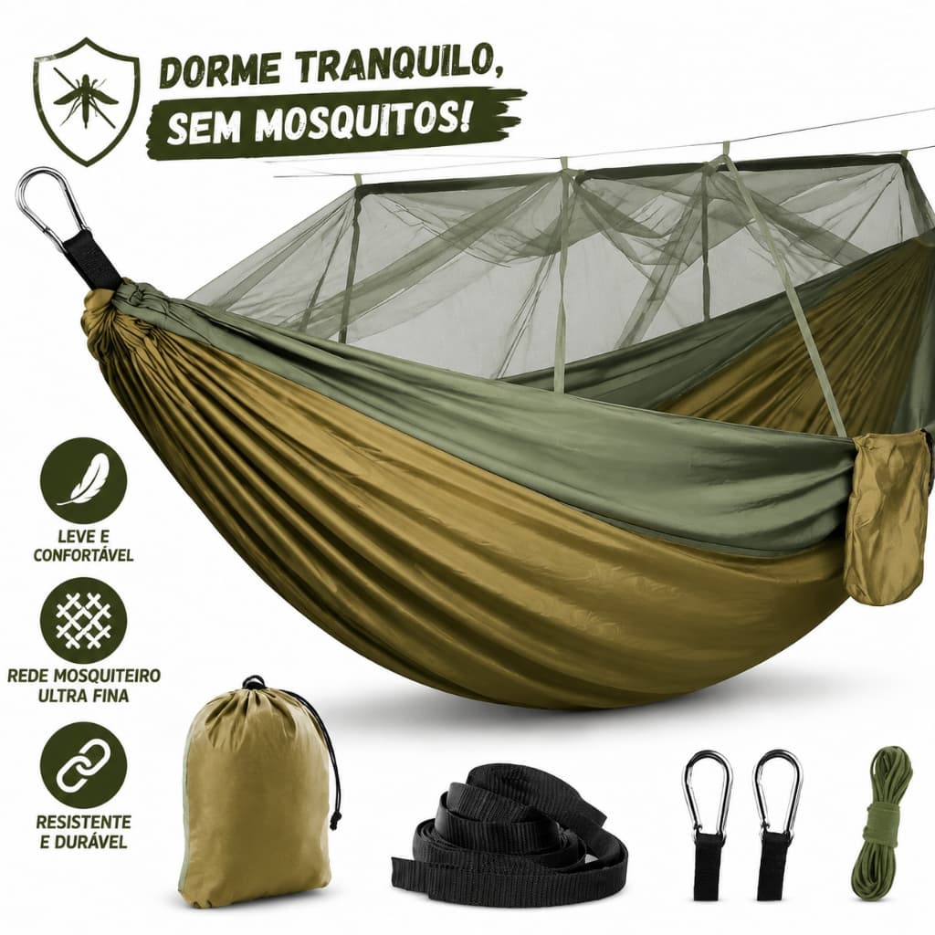 Rede para Casal com Capacidade Máxima de 300kg - Nylon 210T - Ideal para Lazer, Camping e Aventura na Selva