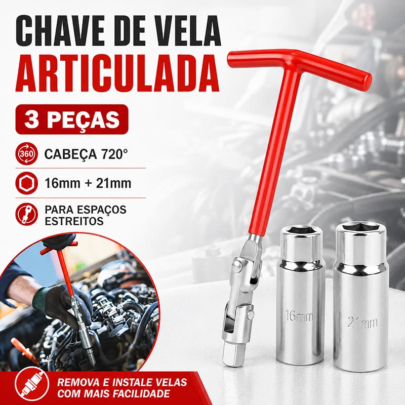 Chave De Vela Articulada 14/16/18/21mm Automotiva Veicular