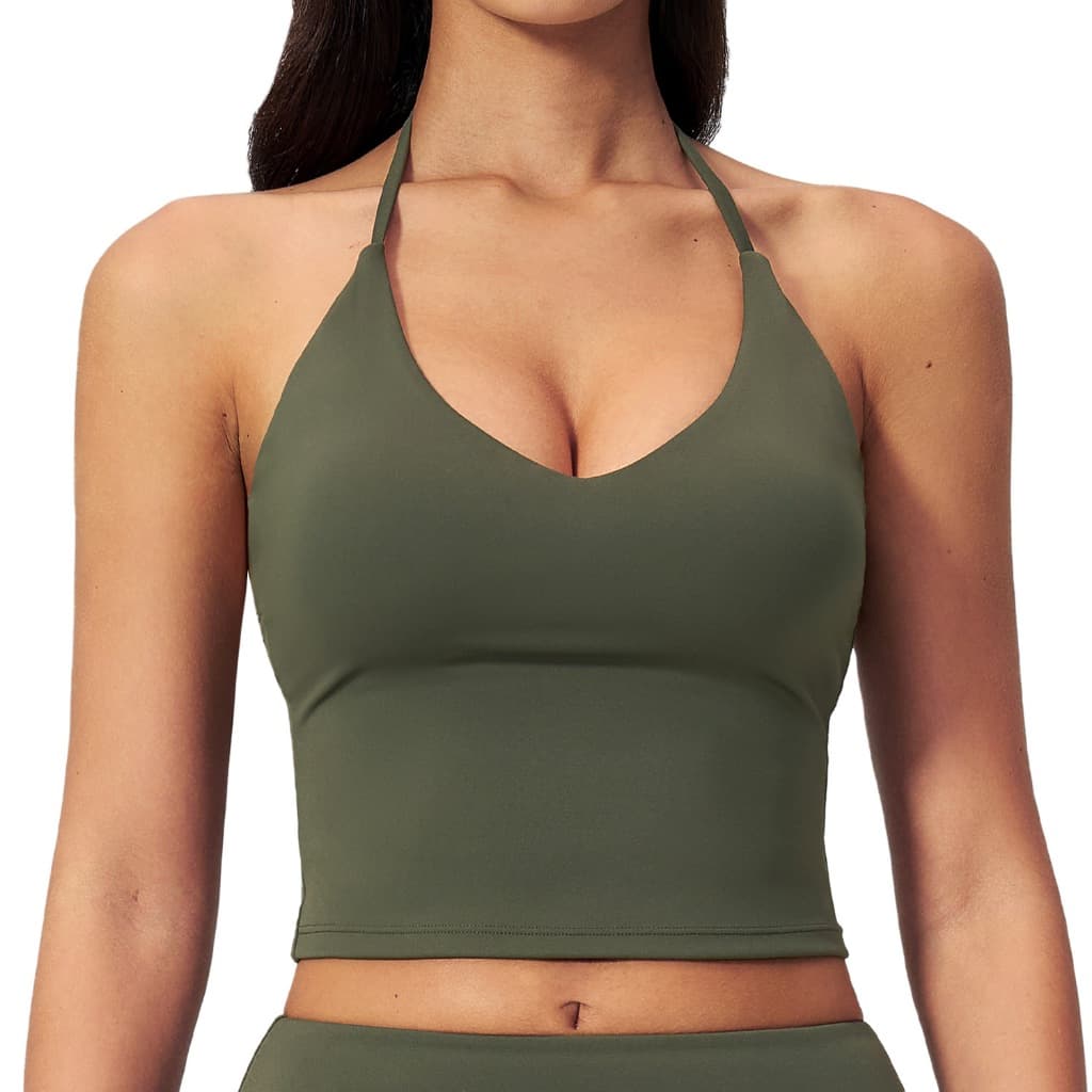 Colete esportivo feminino Halter pescoço com almofada no peito com decote em V mais magro olhar roupas de yoga colete ex