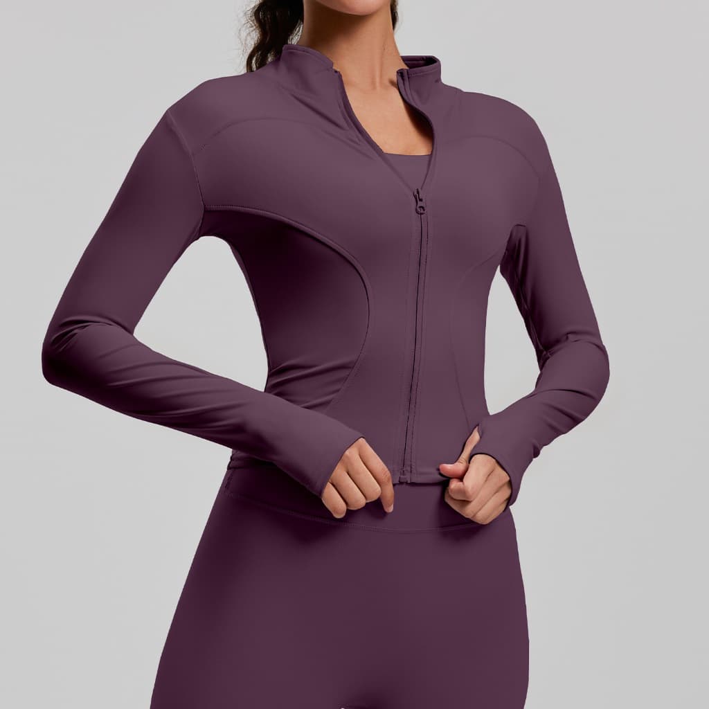 Novo produto feminino roupas de Yoga fino-ajuste Nude jaqueta esportiva feminina respirável correndo Fitness topo