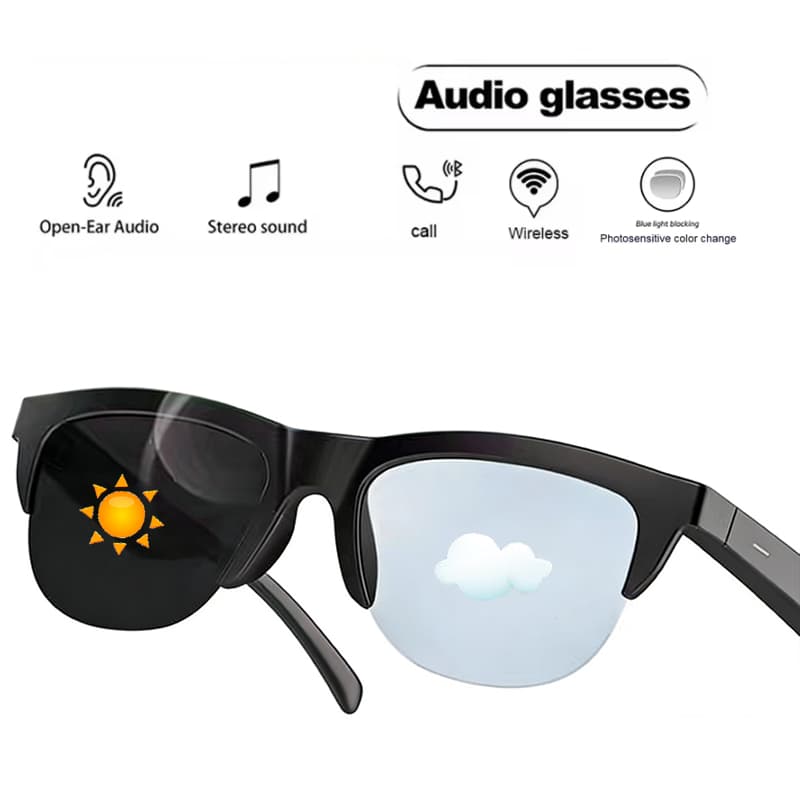 Óculos De Sol Novo Inteligente Bluetooth V5.3 Mãos Livres Chamando Áudio Esportes Ao Ar Livre Fones Para Bloqueio Luz Az