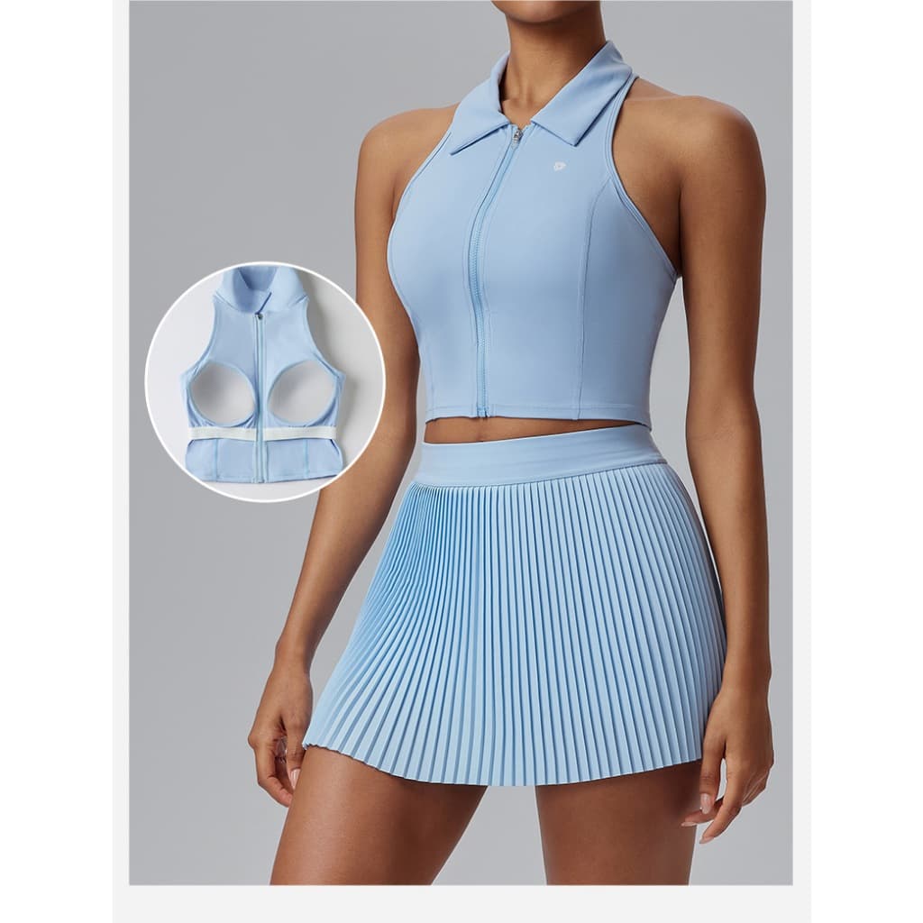 Senhoras roupas de Fitness casuais verão respirável copo fixo esportes de manga curta ao ar livre golfe tênis saia terno