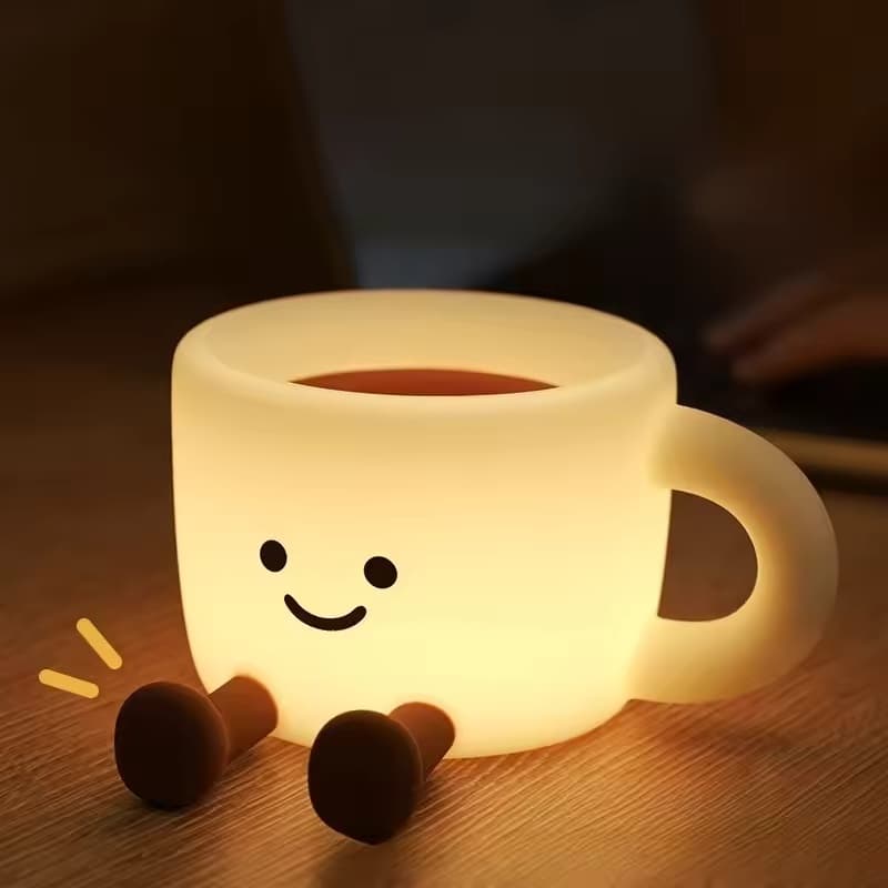 Silicone Pat Luz Xícara De Café Em Forma Recarregável Atmosfera Criativa Sala Estar Quarto Decoração Desktop Da Noite
