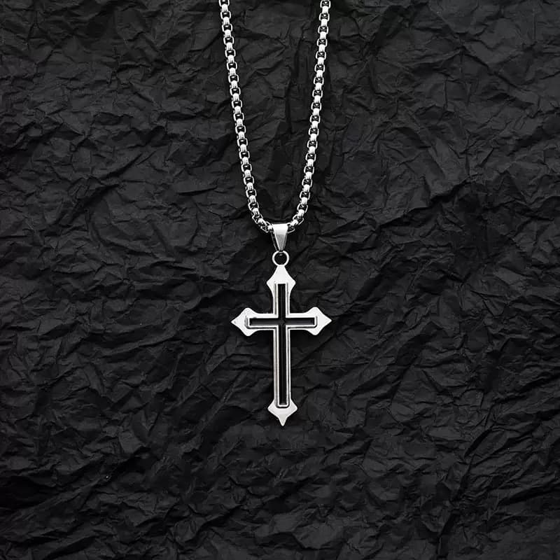 Colar Clássico De Titânio Cruzado Personalizado Para Uso Diário Masculino E Feminino