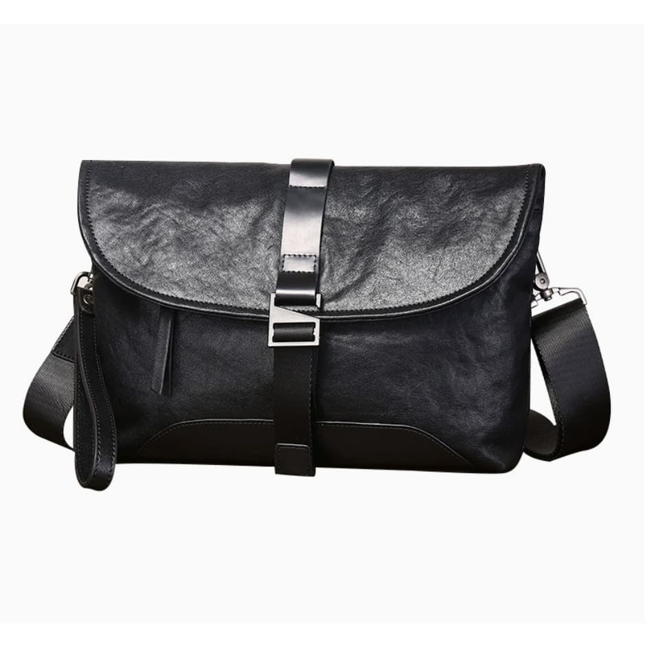 Bolsa mensageiro masculina de couro genuíno, primeira camada, couro curtido vegetal, bolsa de ombro Casual de negócios
