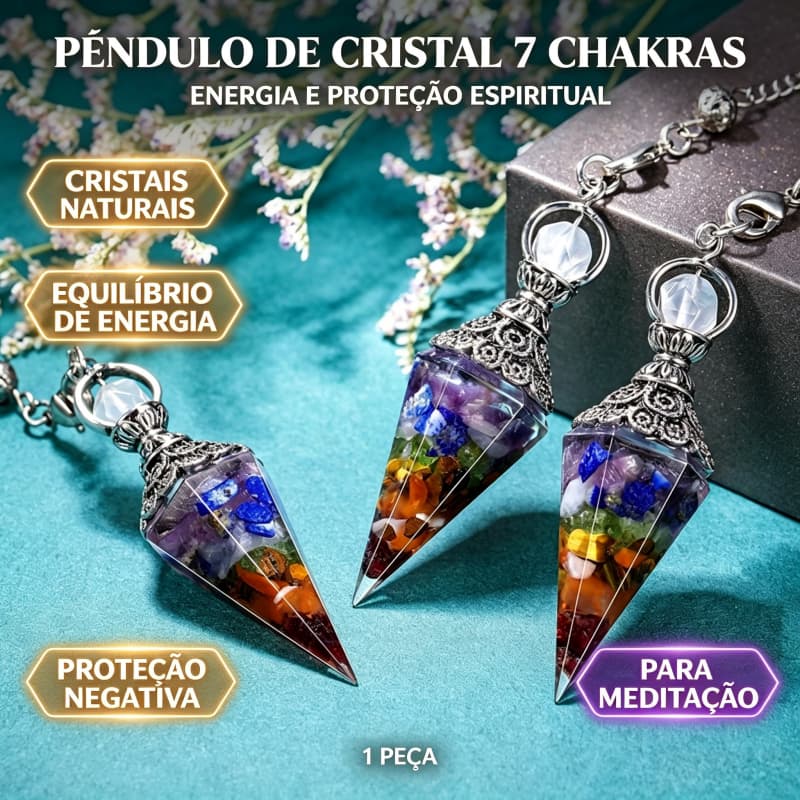 Pêndulo Natural dos Cristais da Cura de 7 Chakras para o Pedra do Quartzo Adivinhação Radiestes