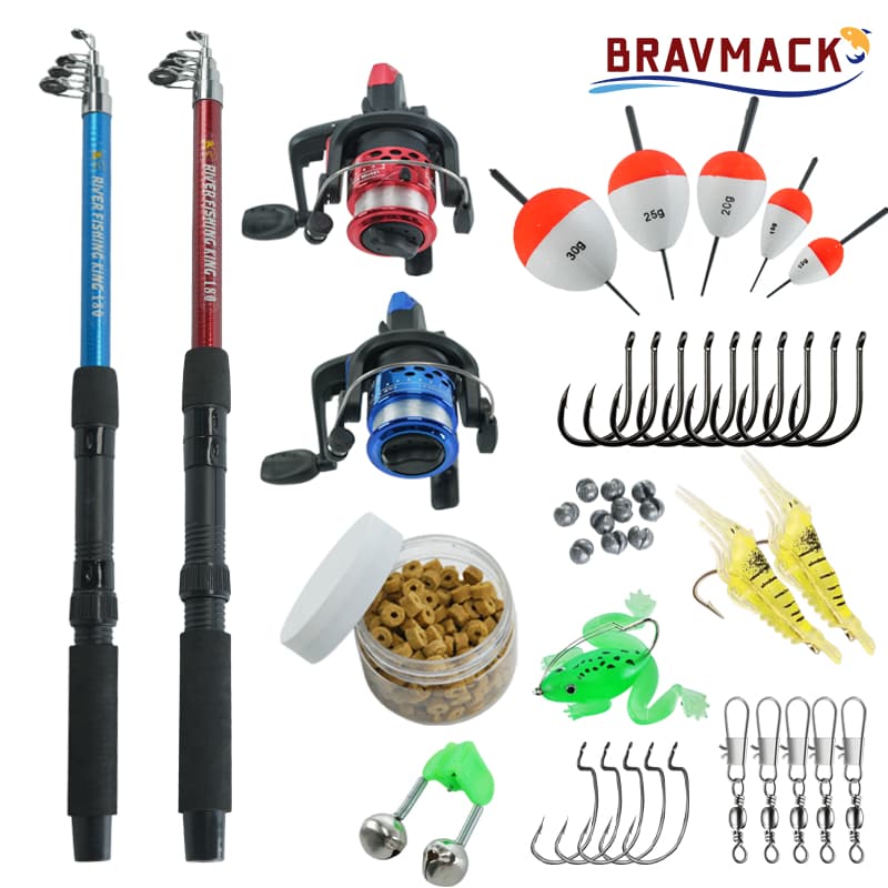 Kit Pesca Completo 2 Varas de Pesca com Molinete Acessórios Linha e Iscas