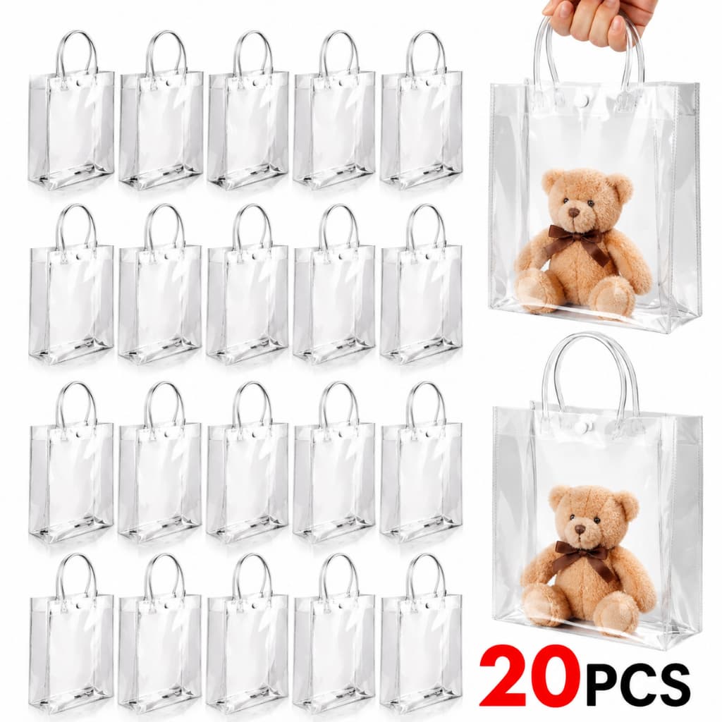 10/20 Sacola Transparente Fosca de PVC com Alça de couro Decoração presentes