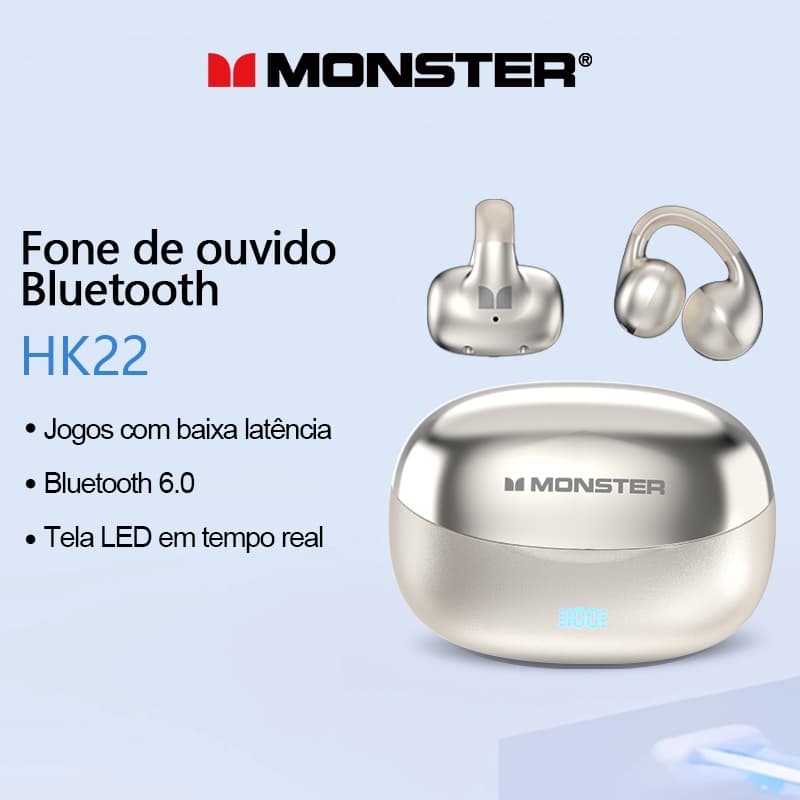 Monster HK22 Gaming Sem Fio Bluetooth Fone De Ouvido Baixa Latência Panorâmica Surround Som Até 20 Horas De Vida Útil Da