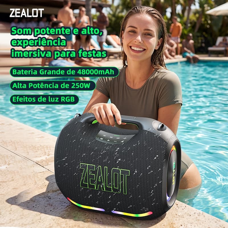 ZEALOT ZE21 Alto-Falante Bluetooth Externo De Alta Potência 5 Unidades De Falantes Surround Bass 400W Saída BT5.3 TWS Em