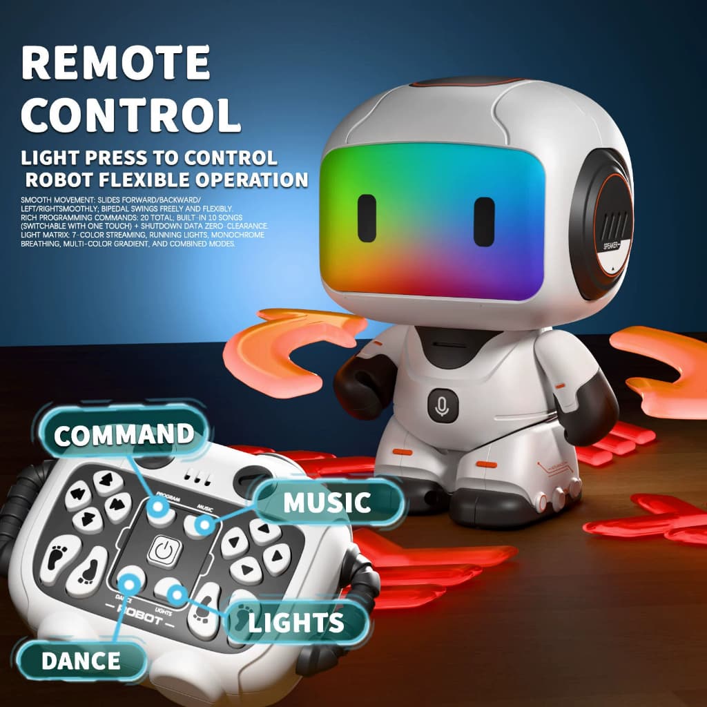 Robô de programação com controle remoto, dança elétrica, Sensor de toque inteligente, iluminação musical, brinquedos edu
