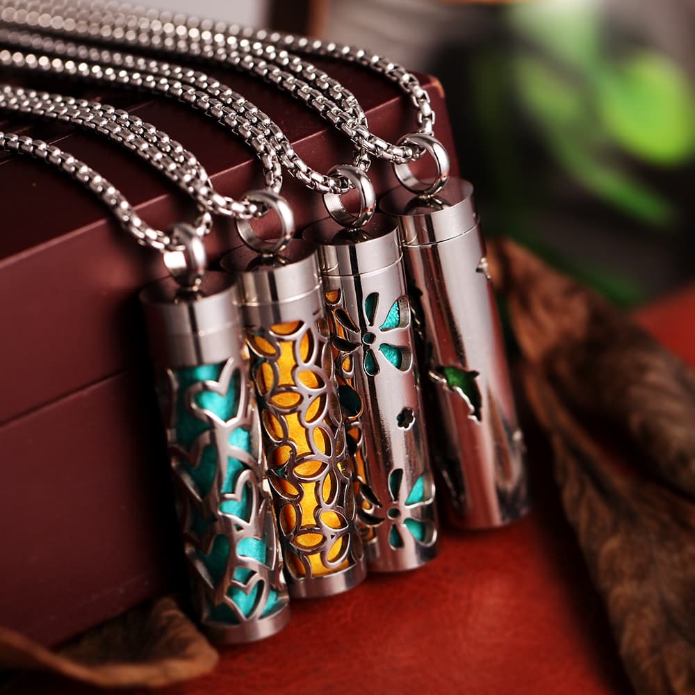 Colar Difusor De Óleo Essencial De Aço Inoxidável 316L Com Pingente Aroma Óleos De Perfume
